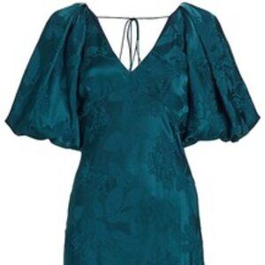 ML Monique Lhuillier Silk Jacquard Floral Midi Dress